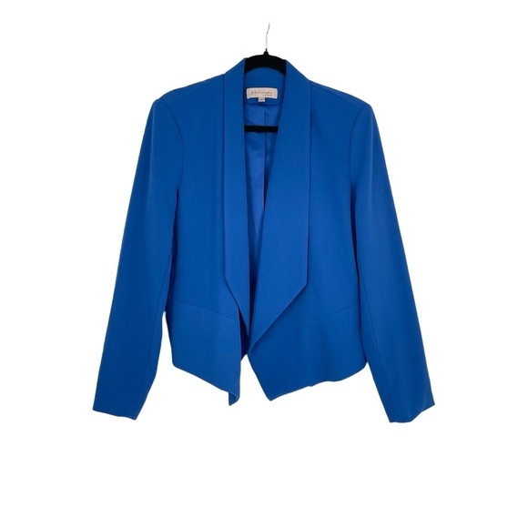Philosophy Women's Blue Tailored Collarless Shawl Neck Open Front Blazer Size 12 - Picture 2 of 11